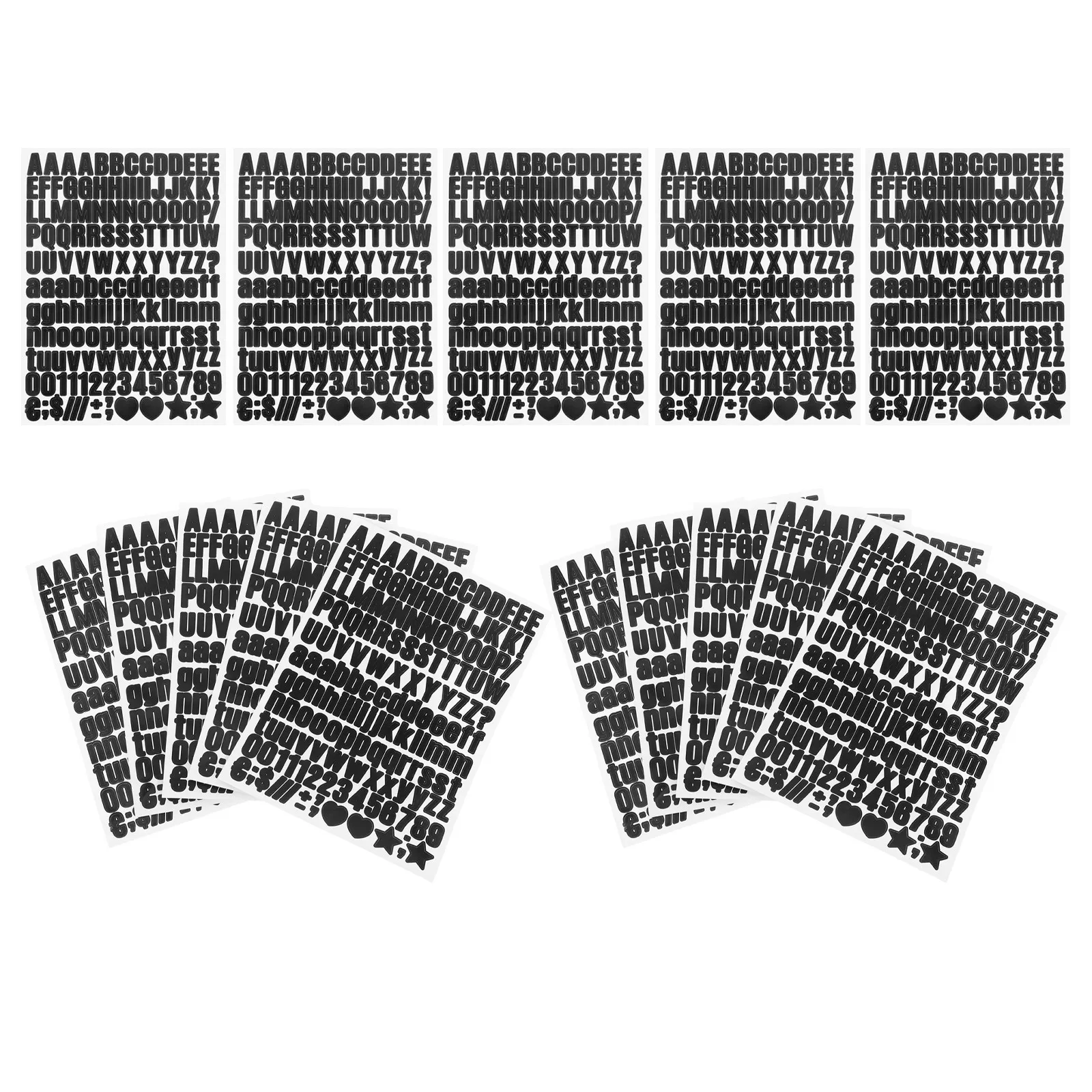 

15 Sheets Waterproof Letter Stickers Alphabet Black Vinyl Self Adhesive Mini Letters Numbers for Scrapbooking Crafts Water