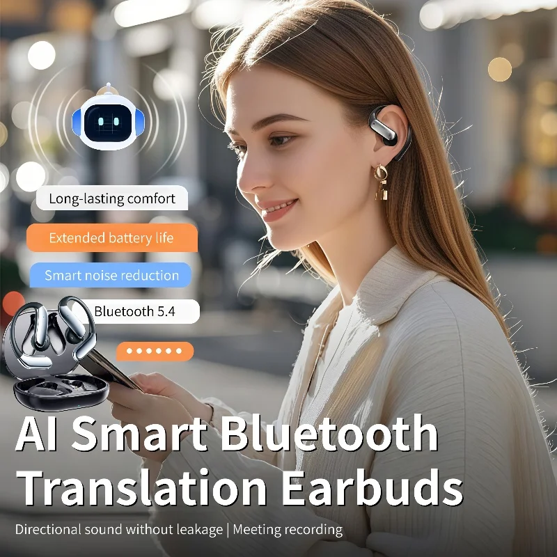 AI Vertaler Bluetooth 5.3 Koptelefoon Q102 Waterdichte Draadloze Hoofdtelefoon met ENC Ruisonderdrukkende Microfoon Voor Sport Workout Gym