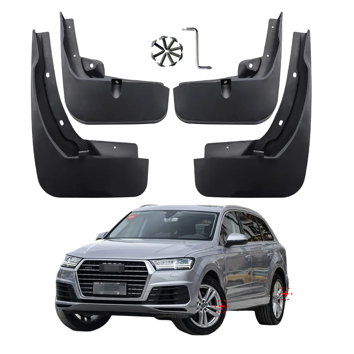 For Audi Q7 4M S-LINE SQ7 2015-2019 Custom-Fit No-drill 4PCS Mud Flaps Splash Guards Auto Exterior Modification Accessories