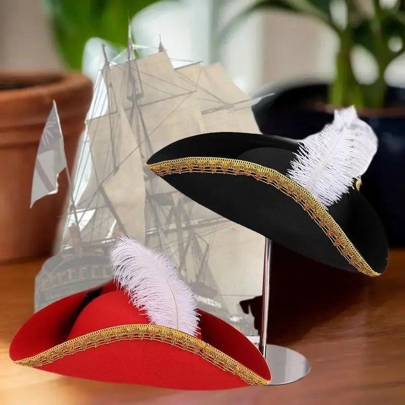 Retro Kreatywne Pióra Kapelusz Piracki Cosplay Kapelusz Piracki Kapitański Kapelusz Halloween Karnawał Impreza Kostium Rekwizyty Prezenty Świąteczne