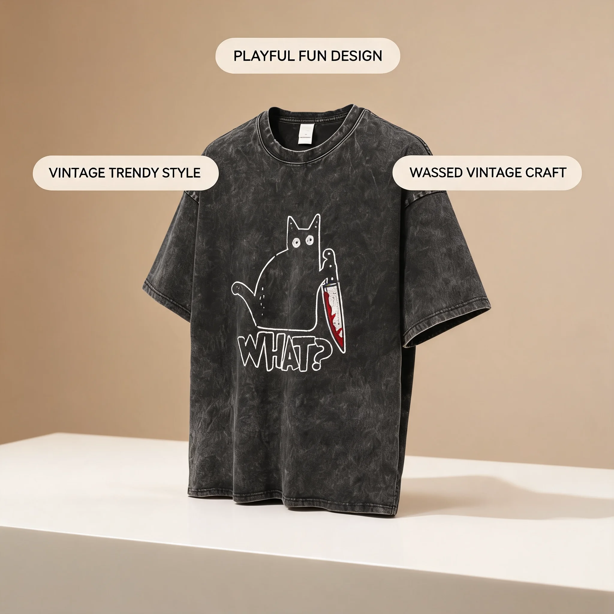 Cat Printed Cotton Acid Washed Exclusive Graphic Unisex T Shirt Cool Streetwear Men Tshirts Big Size Tee for Men 8 Se225fb3a0790452d96b5734c9d258d65h