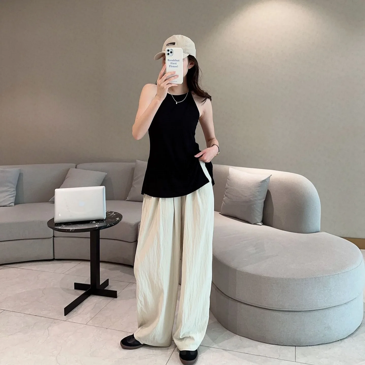 Modal Halter Camis Spaghetti Strap Tops Sleeveless O-Neck Summer women\'s Bottoming Tee Top Solid  color Camisole plus size