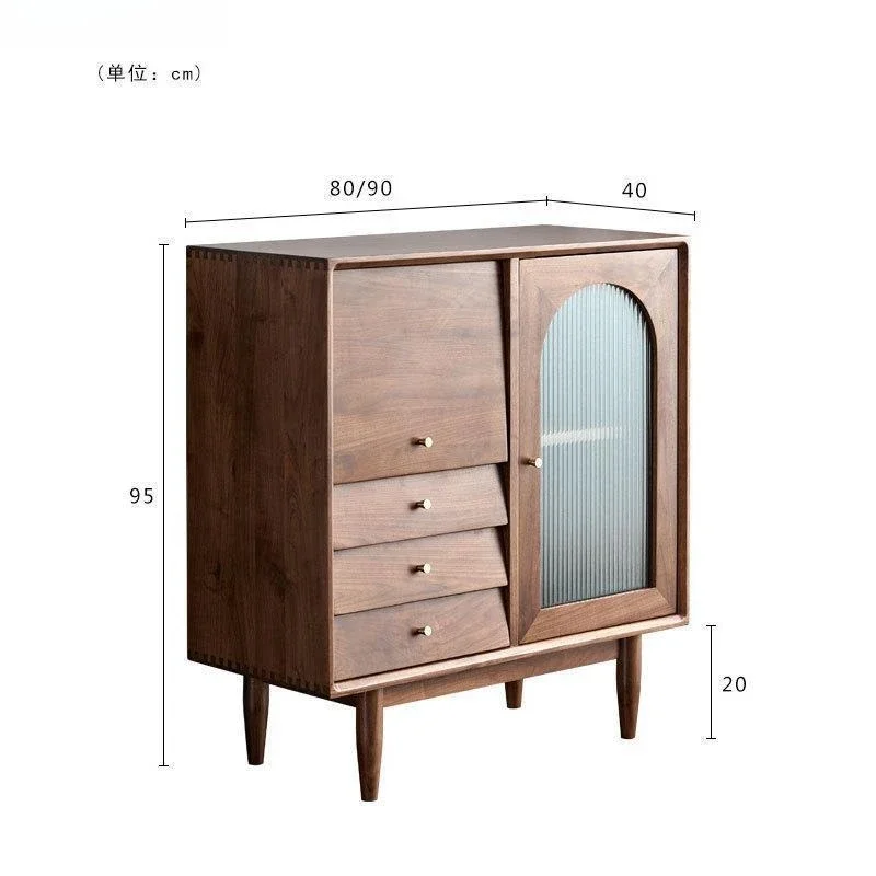 

Nordic black walnut dining side cabinet, modern simple cherry wood solid wood storage side cabinet