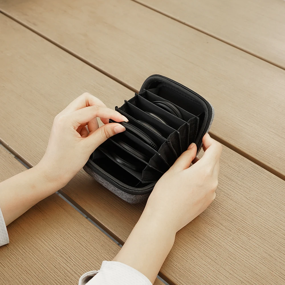 

Round filter organizer bag filter protective case can hold 8 pieces of large-capacity portable storage bag square handheld bag