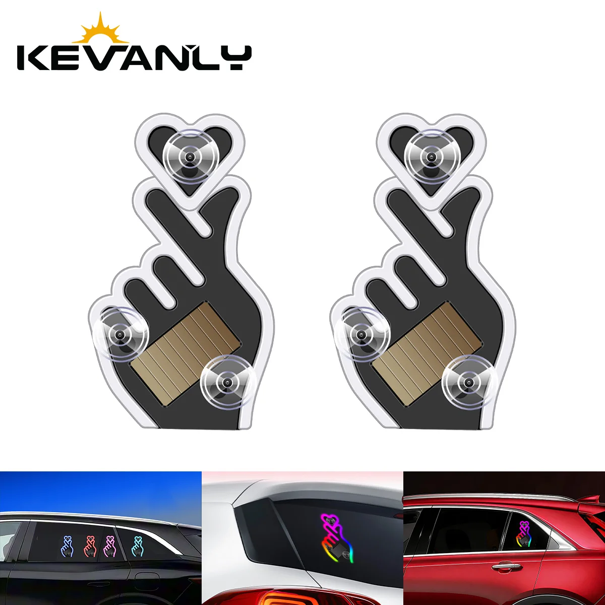 Solar Power Led Finger Heart Shaped Led Ambient Light Suction Cup USB Room Partty Atmosphere Breath Lamp Car Window Neon Light