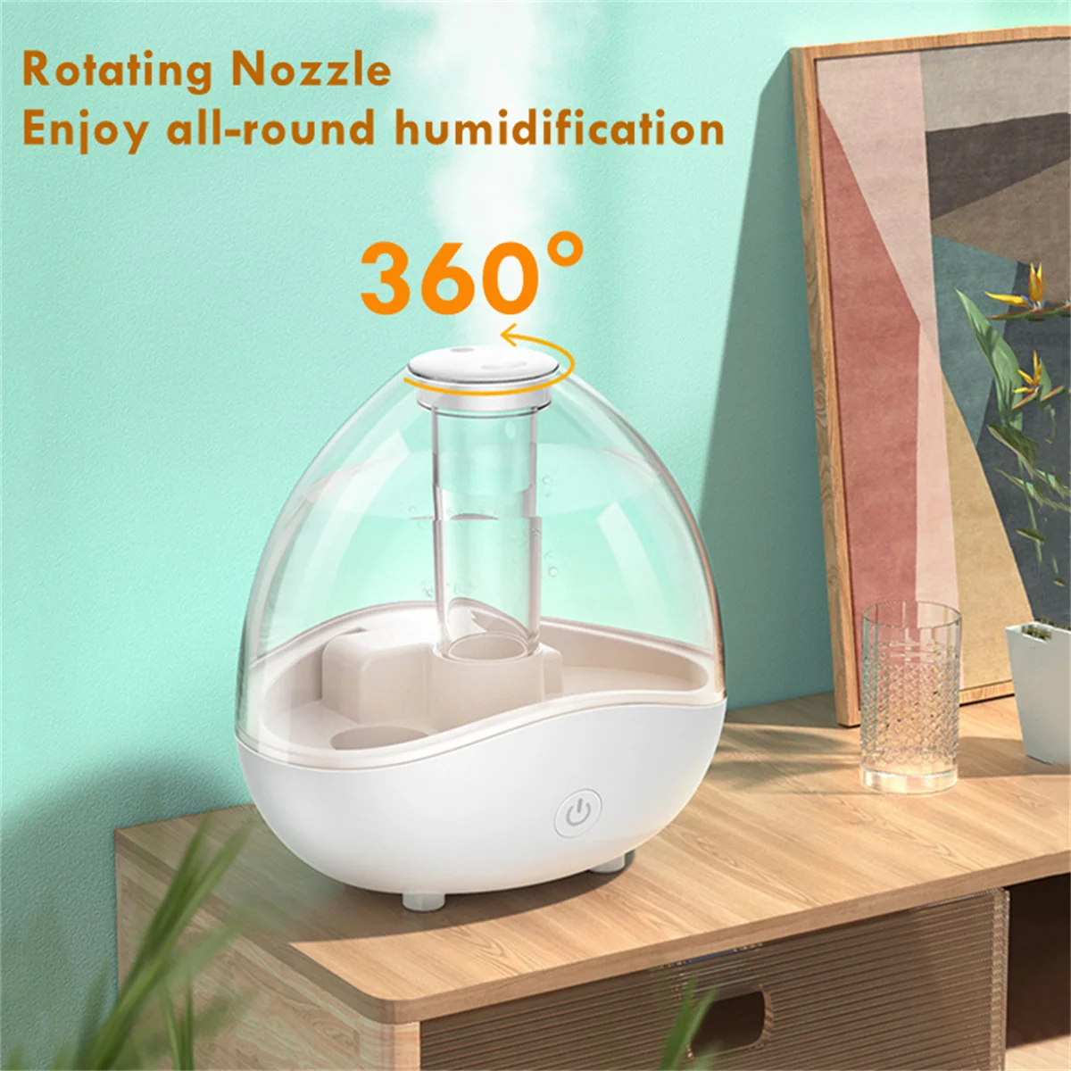 1500ML/50.73oz  Air Humidifiers Large Capacity 360 Rotation Nozzle，Auto-Shut Off, USB Humidifier With 7-Colors Night Lights