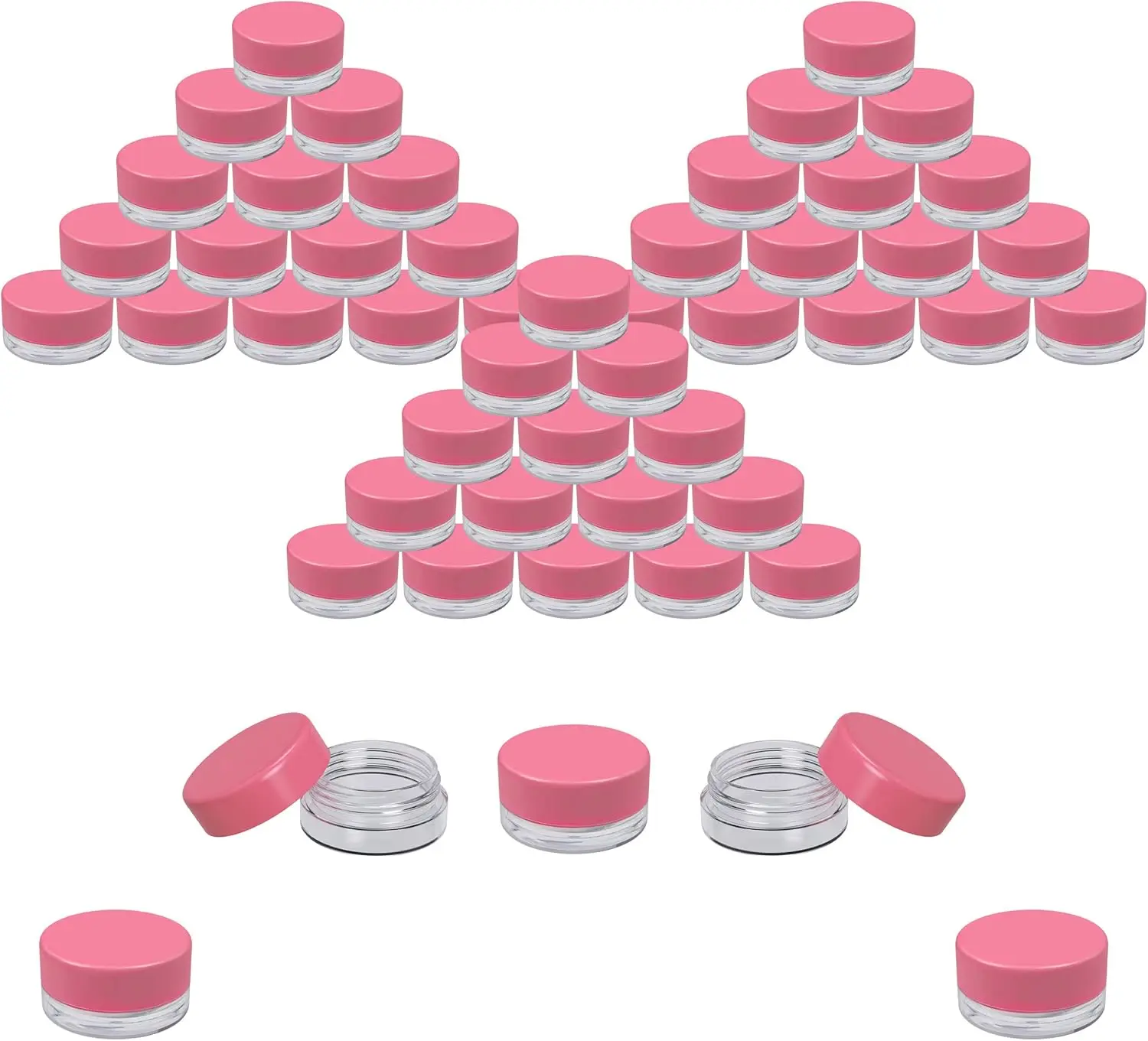 

50Pcs 3g Mini Sample Jars with Lids, Empty Plastic Containers for Lip Balm, Makeup, Cream, Travel
