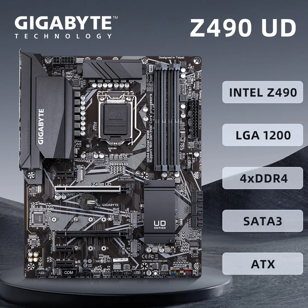 

Gigabyte Z490 UD motherboard supports LGA1200 i9-11900K i9-11900F CPU Intel Z490 Chipset PCIe 3.0 x4 M.2 1 x HDMI 4 x DDR4 ATX