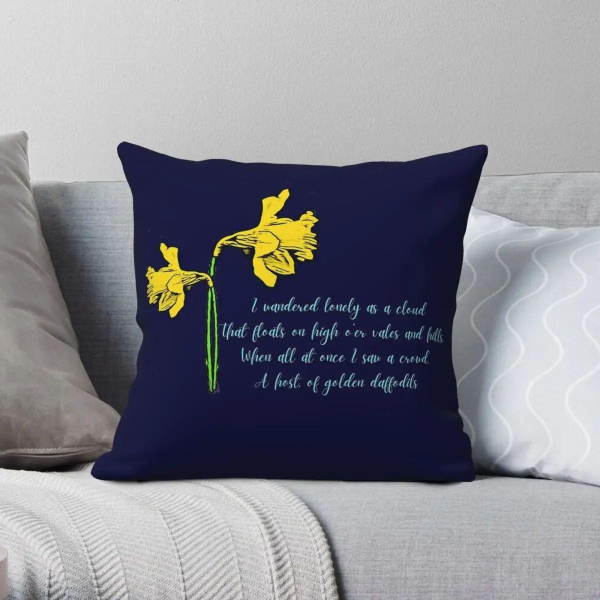 William Wordsworth Daffodils Square Pillowcase Polyester Linen Velvet Creative Zip Decor Pillow Case Home Cushion Cover