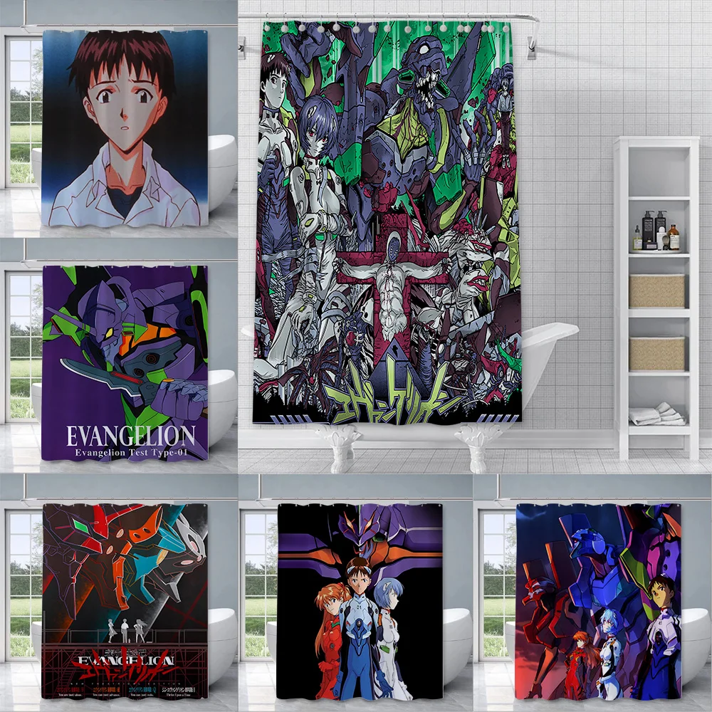 

N-Neon G-Genesis E-Evangelion Shower Curtain Waterproof Polyester Fabric Paint Colorful Bath Curtain Home Bathroom Decor Curtain