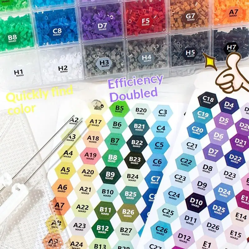 Fuse Bead Sorting Color Code Stickers Clear Print 221/302 Colors Easy to Peel for DIY Handicraft Enthusiasts view 4