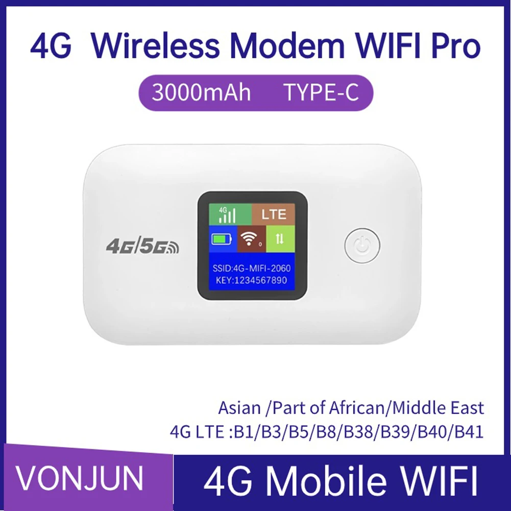 4G Pocket WiFi Router 150Mbps Mini Outdoor WiFi Hotspot Device 3000mAh LTE Wireless Portable Router with SIM Card Slot
