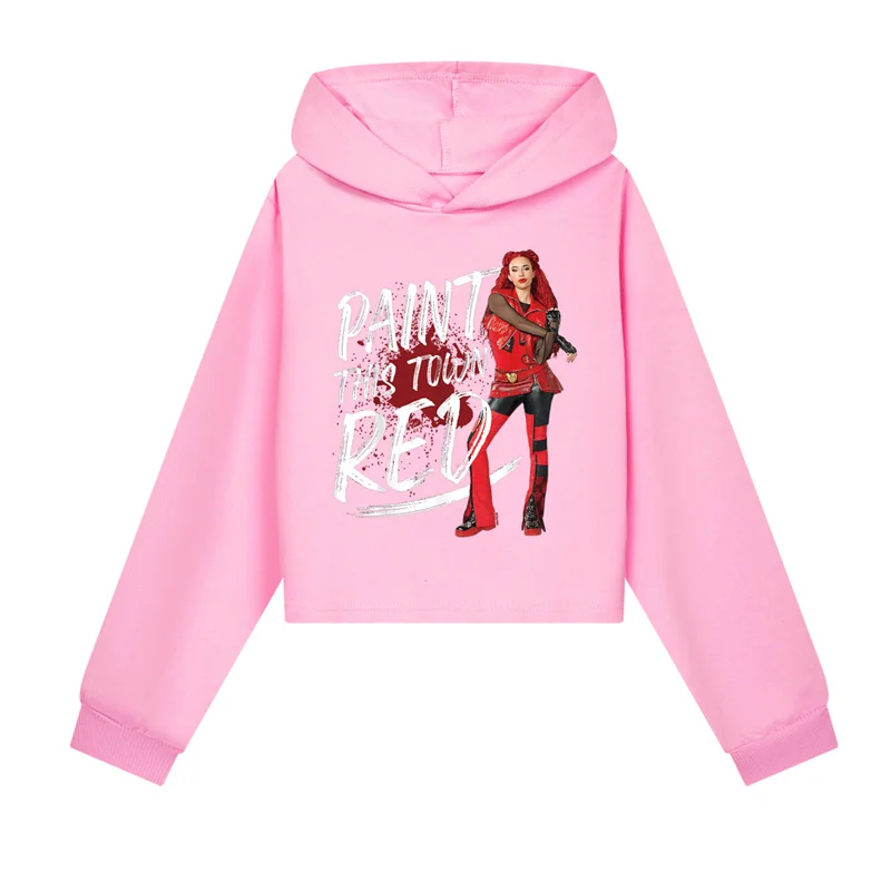 Nowy jesienny zestaw spodni z kapturem z długim rękawem Rise of Red Kids Descendants 4. Red Costume Girls Fashion Print Pullover Odzież dziecięca