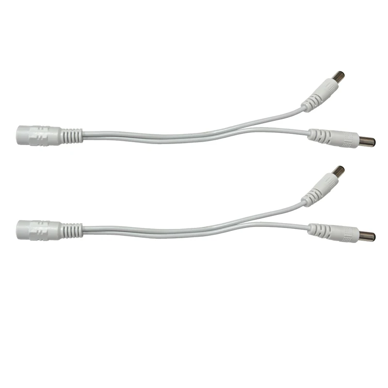 

2 Pieces White Y-shaped Connector 1-to-2 Splitter Cable Way DC Power Barrel Plug 5.5x2.1mm for LED Light Strip and More