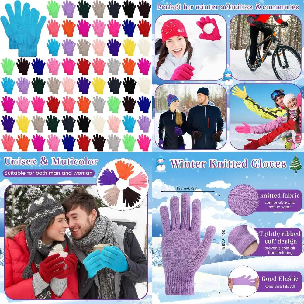 

100 Pack Warm Knit Gloves, Stretchy Winter Gloves for Men & Women, Ideal for Bulk Donations and Homeless Support