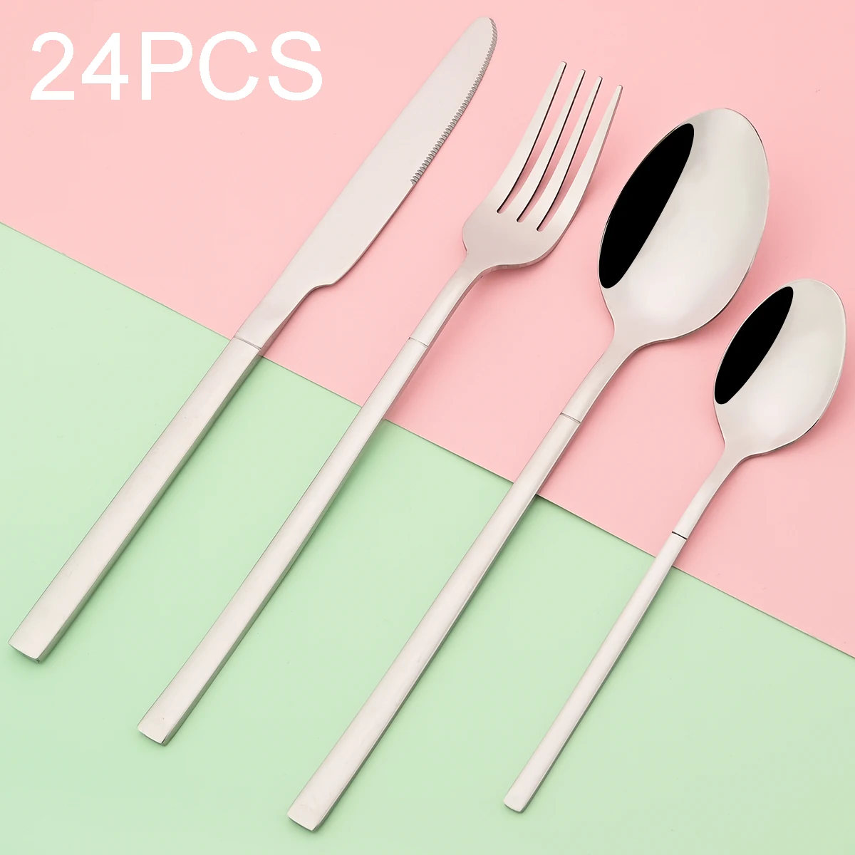 

High Quality 24Pcs Dinnerware Set Knife Forks Coffee Spoon Cutlery Set Stainless Steel Flatware Tableware Set Western Silverware