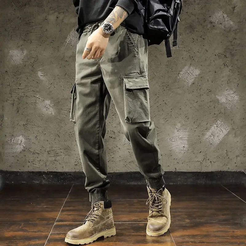

Harem Multipockets Cargo Pants for Men Hiking Autumn Winter Techwear Baggy Regular Fit Nylon Designer Long Slacks Trousers Man