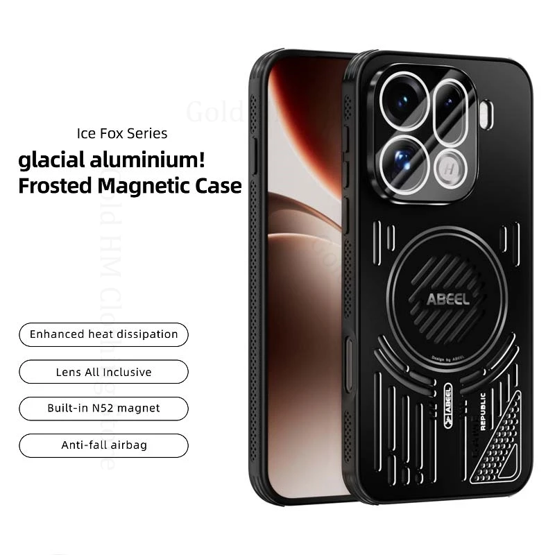 Cooling Heat Dissipation Matte Alloy Case For Oppo Find X9 Pro X8 Ultra Magnetic Lens Film Hollow Cover For OPPO Reno 15 14 Pro