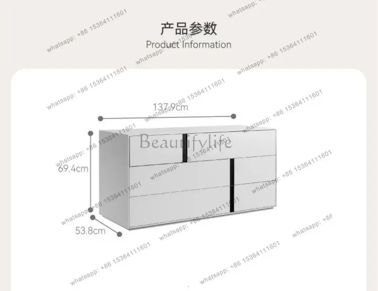 Modern simple black and white strip dining side cabinet, chest cabinet, locker integrated against the wall, new design wine