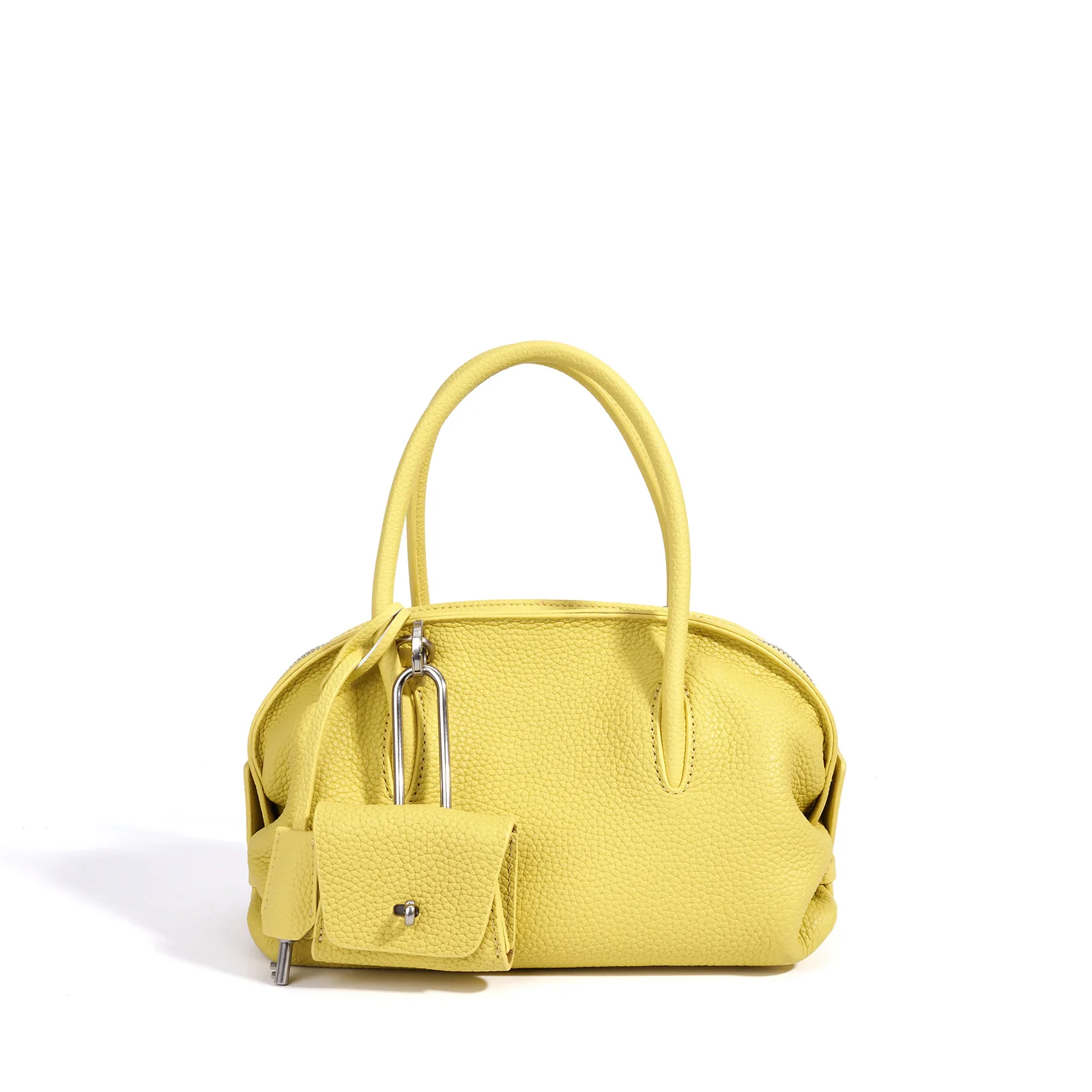 

Women's Top-Grain Cowhide Mini Shell Bowling Bag with Detachable Coin Purse Adjustable Crossbody Strap