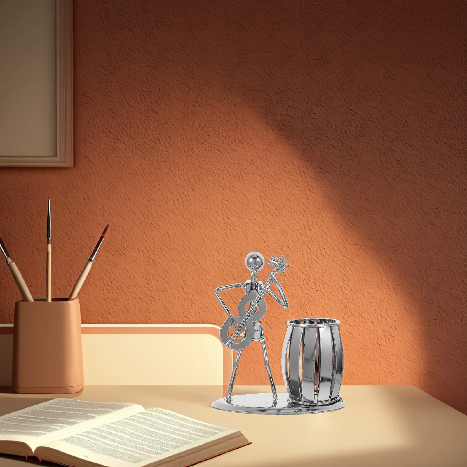 

Metal Desktop Guitar Pen Holder Creative Iron Musician Shape Multipurpose Desk Organizer Pencil Holder Unique Gift for Music