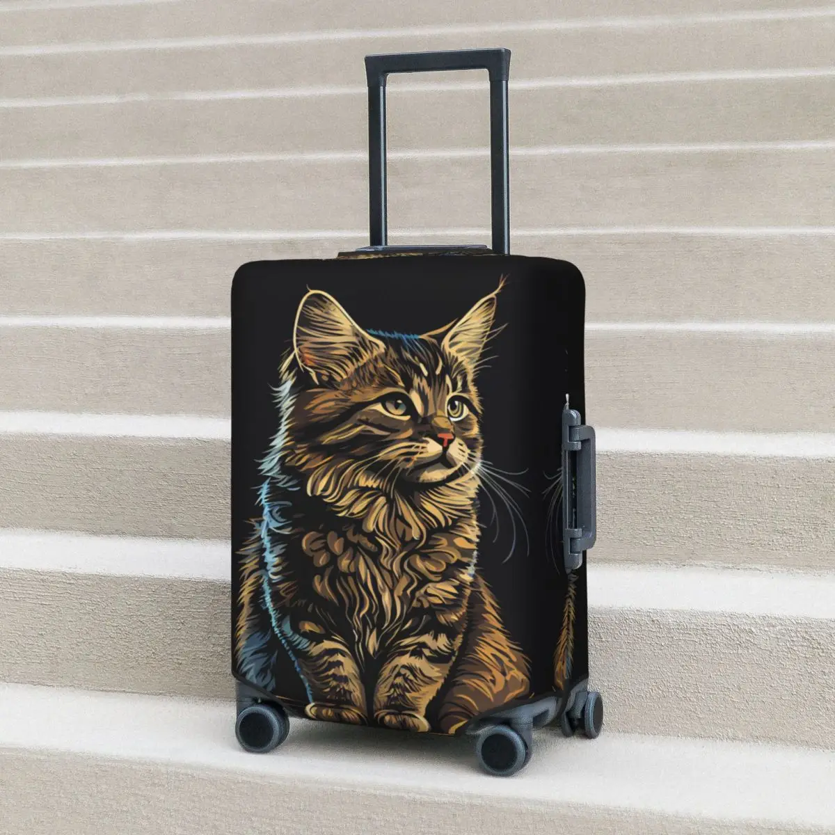 American Bobtail Cat Suitcase Cover Cute Animal Flight Business Elastic Luggage Case Protection