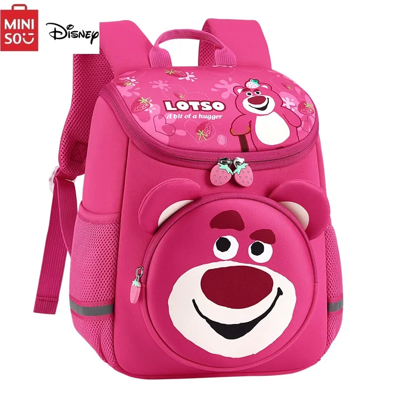 

MINISO Disney Girls' School Backpack 2024 Strawberry Bear Backpack Little Girls Go Out To Protect The Spine Children's Backpack