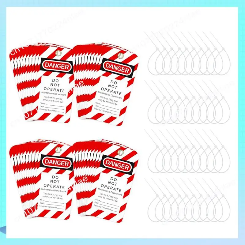A17Z Tear & Water Resistant Loto Tags 3 X 5.75-Inch, 40 Danger Do Not Operate Tags With 40 Zip Ties Kit