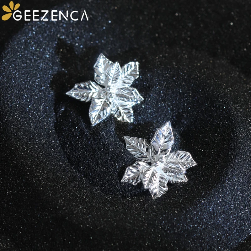 GEEZENCA 925 Sterling Silver Artistic Poinsettia Flower Earrings For Women Unique Designer Chic Stud Earring 2024 New Party Gift