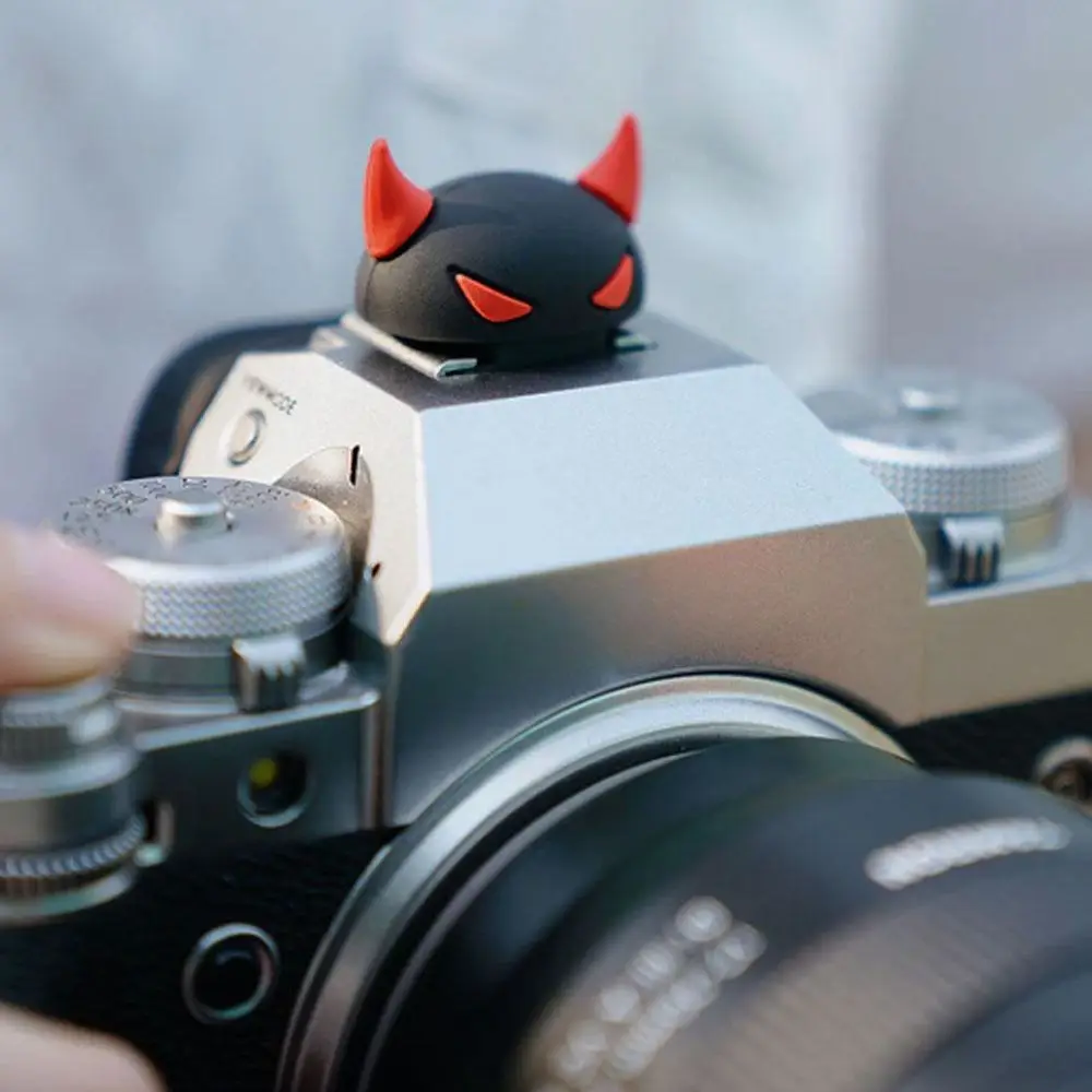Bonito câmera atualização sapata capa 3d dos desenhos animados diabo elegante dslr lanterna caso à prova de poeira silicone acessórios da câmera para câmera