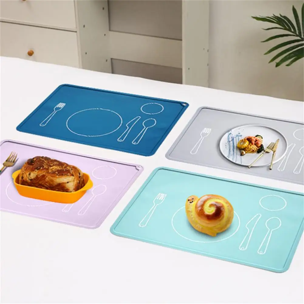 Portable Student Table Mat Cartoon Printing Anti-scalding Attractive Dining Room Kitchen Silicone Tableware Mat