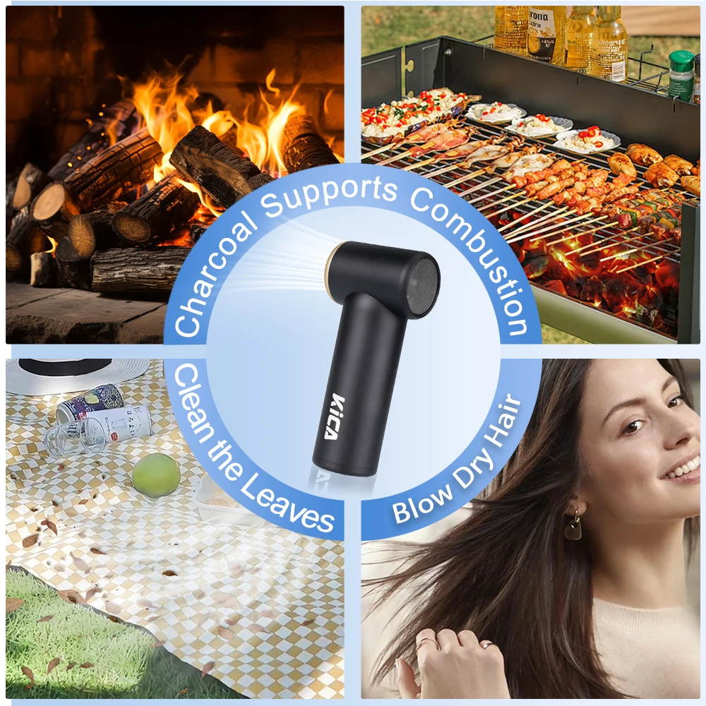 KICA 3000mAh Mini Turbo Jet Fan Turbine Outdoor Jet Brushless Motor Portable Handheld Fan Cooling Appliance Blower