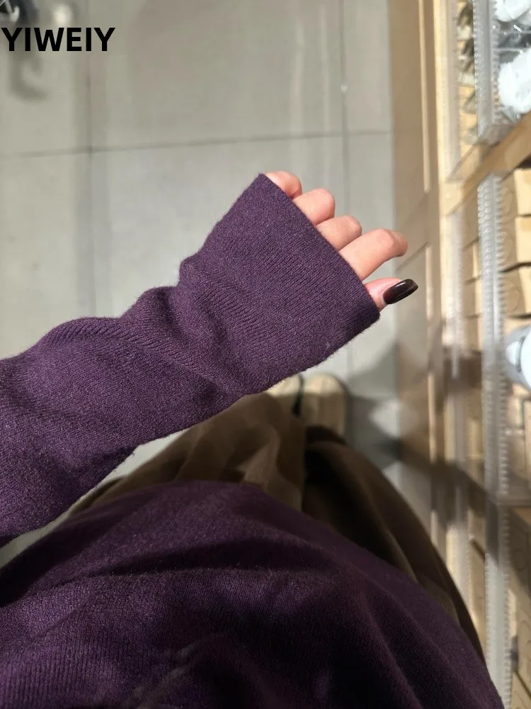 

Ele ape Purple Knitted Base irt Women's Slim Fit High Ne Sweater Autumn Winter Inner Wear Layering Soft Nurturing