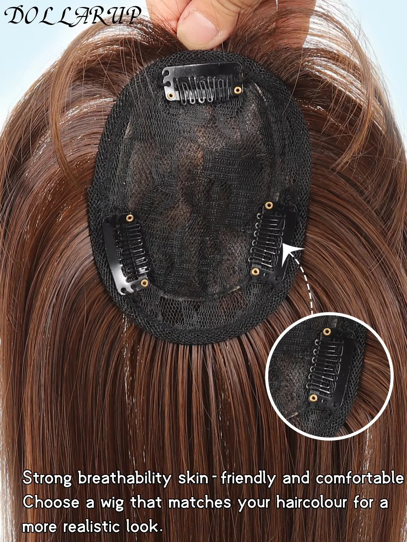 JKL الشعر الاصطناعية توبر مع الانفجارات غير مرئية ثلاثية الأبعاد الشعر المستعار قطع الشعر العلوي إغلاق الشعر للنساء قصيرة مستقيم مقاطع علوية واي فاي #6