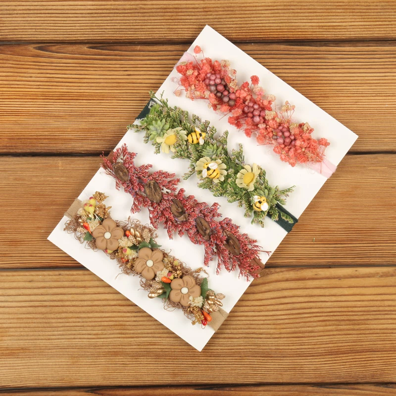 عصابات رأس للتصوير الفوتوغرافي لحديثي الولادة، عصابة شعر مصنوعة يدويًا على شكل زهور قابلة للتمدد، ربطات عنق للفتيات الصغيرات، دعائم تصوير لصور حديثي الولادة #6