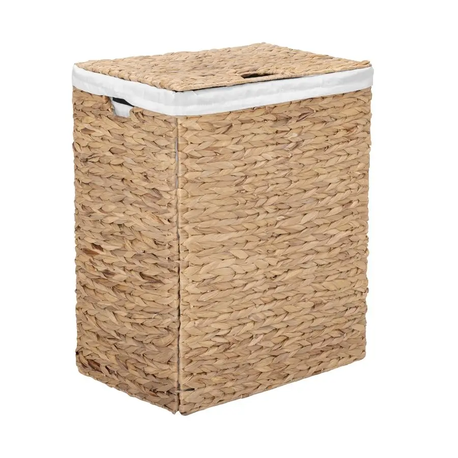 

Premium Natural Handwoven Portable Laundry Bin Basket with Carrying Handles, Natural Water Hyacinth, Rectangular, Volume 2.5 bus