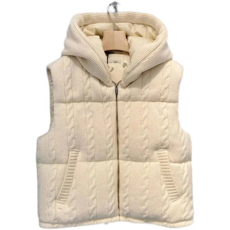 Ele مقنعين أسفل Jaet ort المرأة Sle الأبيض دو ريشة Thiened زيبر إغلاق لون نقي تخفيف الاتجاه #4