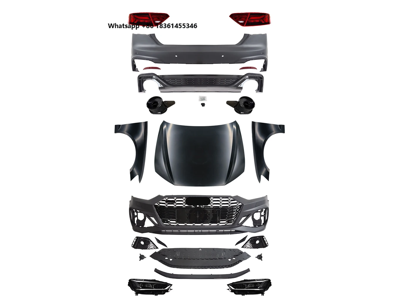 

Auto Body Kit for A5 2008-2011 Upgrade to RS5 2021 Front and Rear Bumper Facelift Bodykit Hood Fender LED Headlights