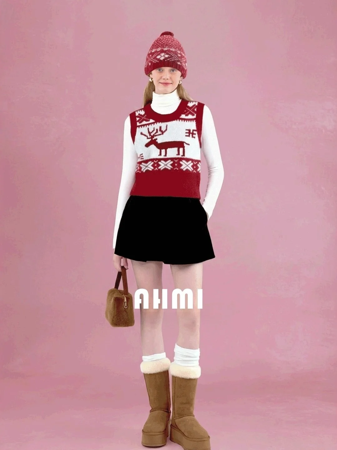 

Женский вязаный свитер AHMI Cisas Aosphere с круглым вырезом, облегающий, для зимы, мягкий, комфортный, для многослойных образов