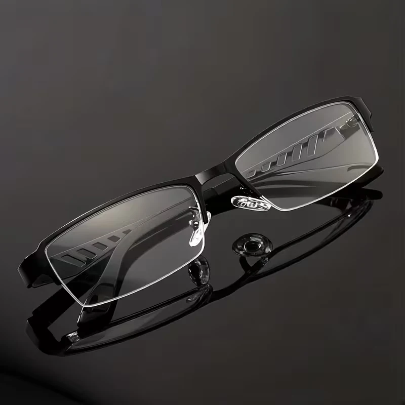Lunettes de lecture progressives multifocales en métal pour hommes, style rétro, demi-monture carrée, pour presbytie, lunettes de lecture pour personnes âgées