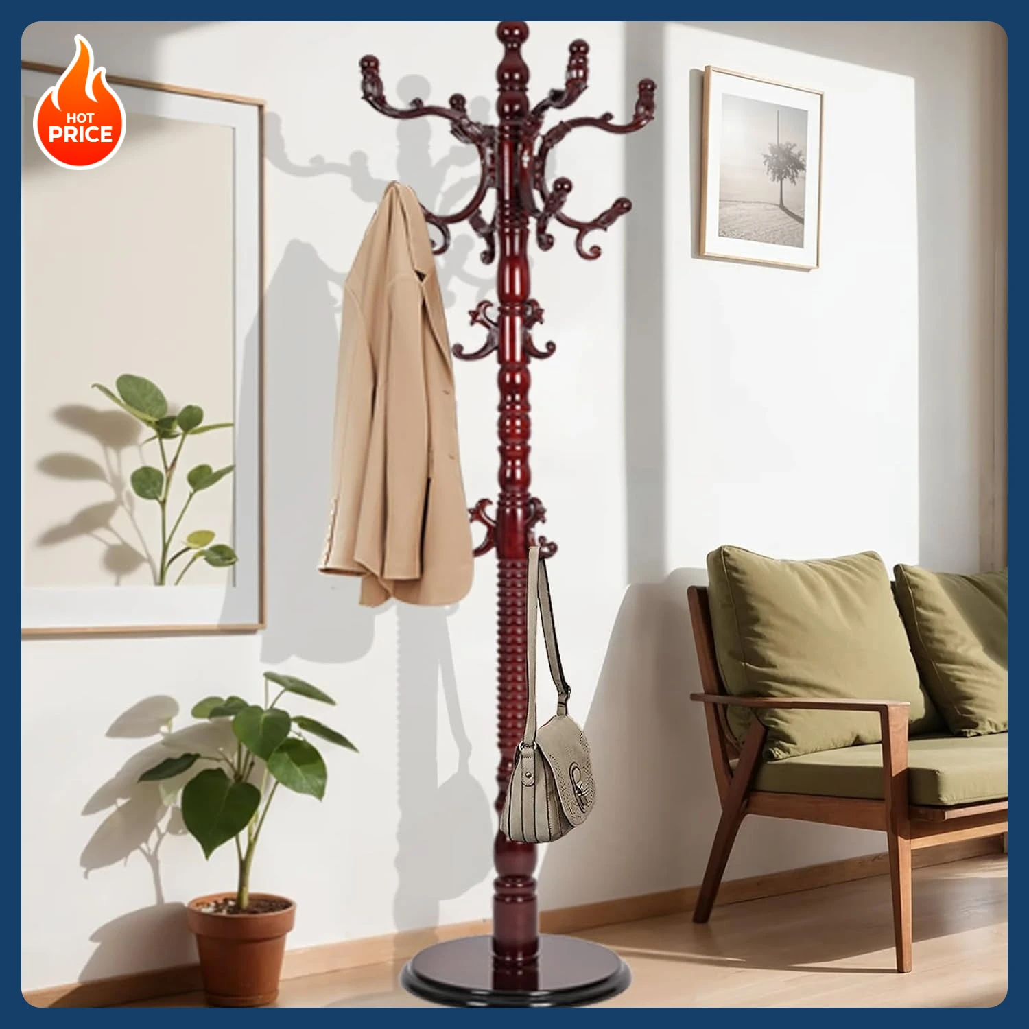 73 In Wood Coat Rac… - image