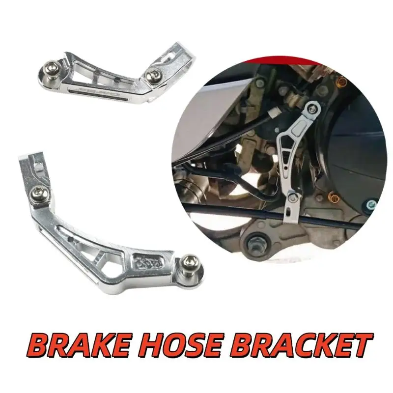 New 1 Set Universal Motorcycle Brake Pedal Rocker Arm CNC Aluminum Alloy Bent Brake Hose Bracket DIY Accessories
