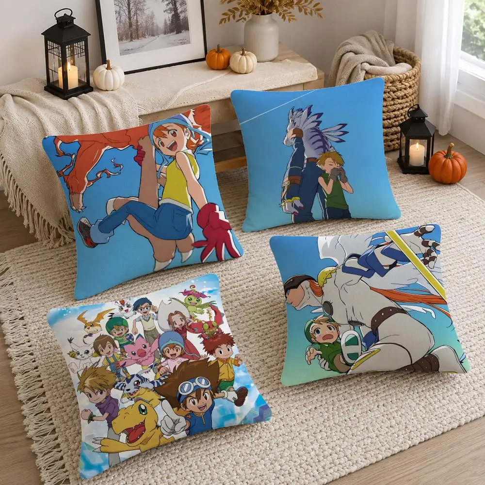 Anime Digimon Cushion Cover Soft Fluffy Short Plush  Pillow Case Throw Decorative Cushion Covers for Sofa Bedroom Home Decor