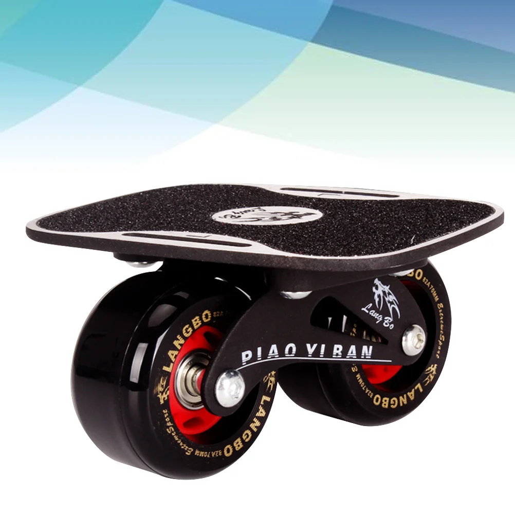 Classic Dazzle Drift Board Aluminum Alloy Drift Skates Scrub Antislip Skateboard Deck (Frosted Plate, Black Wheel)