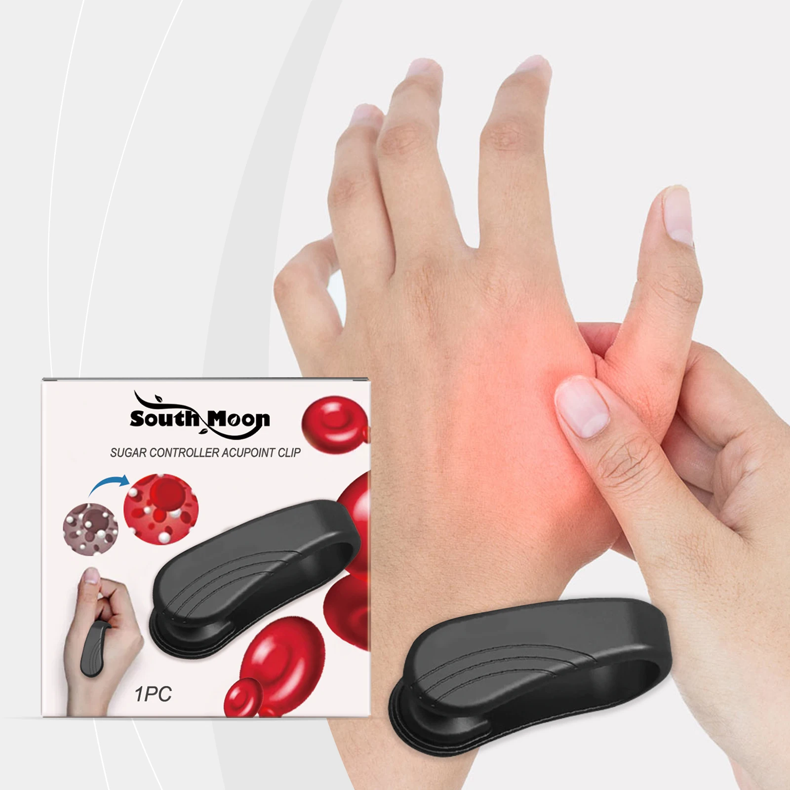 

Sugar Blood Control Acupressure Point Clip Treatment Diabetes Lower Blood Glucose Anti Stress Relax Body Hand Meridian Massager