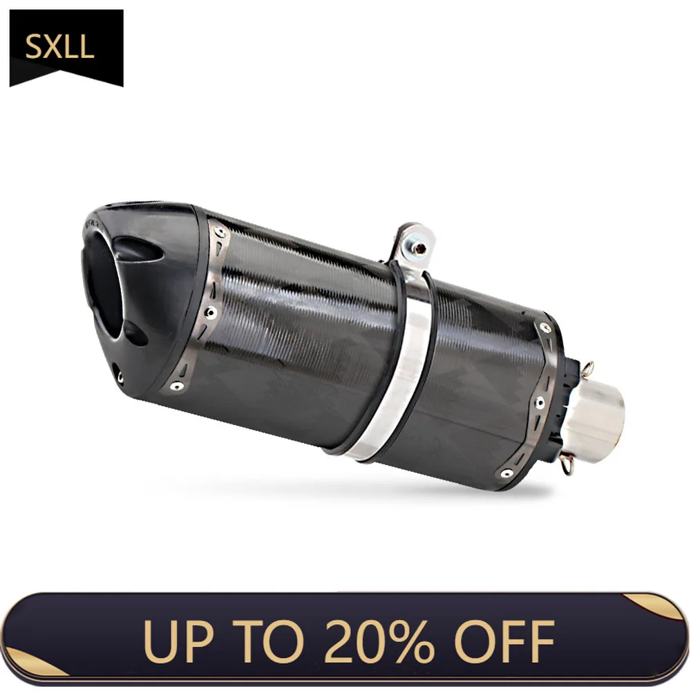 

SXLL 51Mm Intake Universal Motorcycle Exhaust Carbon Fiber Muffler for FZ6 R6 R15 R3 ZX10R Z900 CBR1000 PCX NMAX XMAX