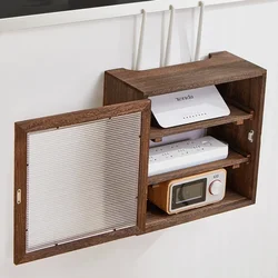 Wall-Mounted Router Storage Box WiFi Organizer Shelf Compact Living Room Plug Holder Cat Block Decorative Cable Management