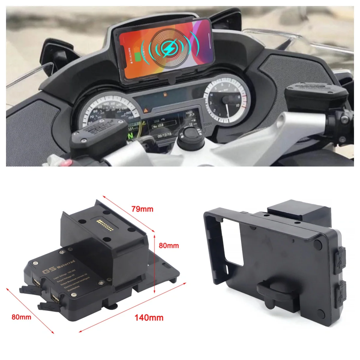 

For BMW R1200RT 14-20 R1250RT 18-21 Motorcycle GPS Navigation Bracket USB Charging Phone Holder R 1200 1250 RT