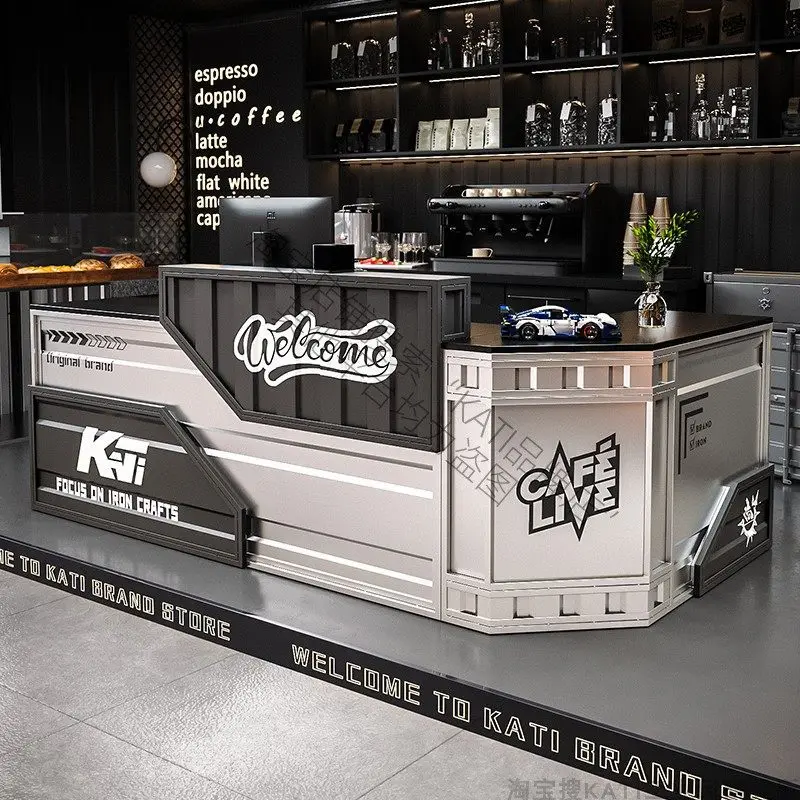 Industrial style cashier counter container bar bar creative gym front desk commercial clad ancient iron reception desk