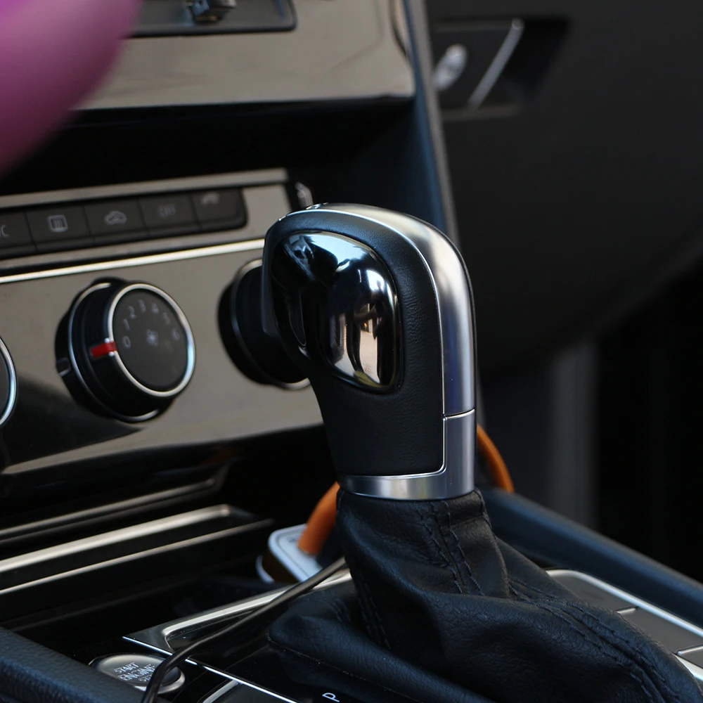 2 قطعة الفولاذ المقاوم للصدأ سيارة والعتاد رئيس التحول المقبض الكسوة ملصق ل Volkswagen VW Golf 6 7 R GTI Passat B7 B8 CC R20 جيتا MK6 تيجوان #4